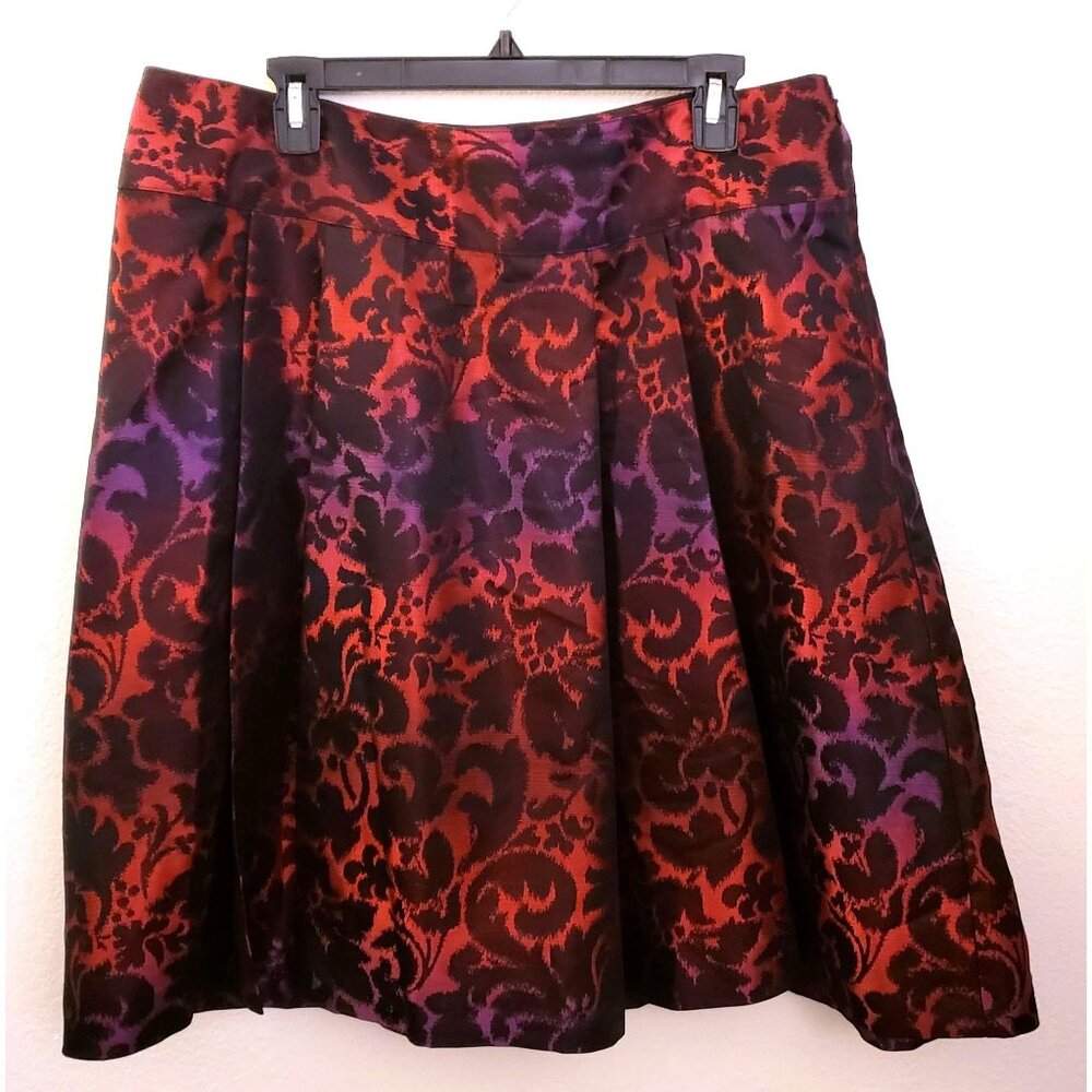 Lane Bryant Pink/Purple Scroll Printed A-Line Knee Length Skirt Size 16 EUC
